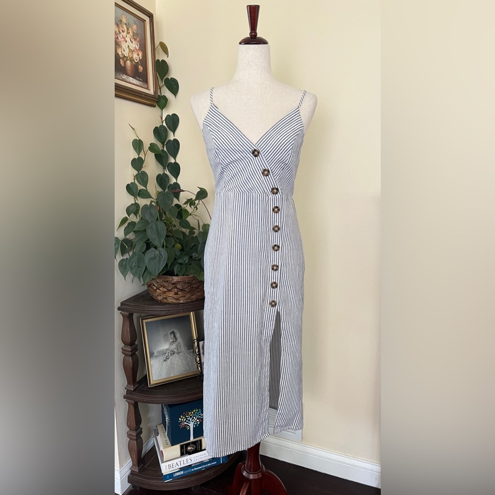 Re:named Striped Button Midi Dress sz M